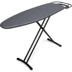 Duwee 36 x 111 cm Ironing Board with Retractable Iron Rest, Folding Height Adjustable Large Ironing Board, Heat Resistant Cover with Thick Felt Pad, Black