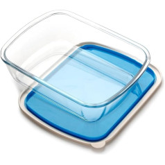 3 Litre Rectangular Glass Lasagne Dish with BPA Free Plastic Lid 23 x 29 cm Large and Deep