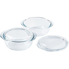 Pyrex® 4 in 1 Collection | Borosilikāta stikla trauki cepšanai | 2 gabalu iepakojums | Gatavošana tvaikā, ātra un garšīga ēdiena gatavošana, var izmantot mikroviļņu krāsnī un trauku mazgājamā mašīnā (2 gabali pa 1,6 l)