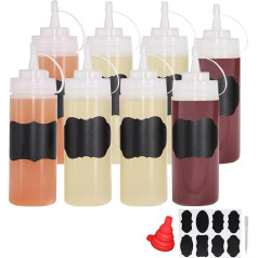 YBCPACK 8 izspiežamo pudeļu iepakojums 500 ml plastmasas izspiežamā pudele ar plastmasas vāciņiem Pudele mērcēm, majonēzei, mērcēm, mērču, kečupa dozatoram