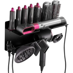 kyaoayo Accessories Curling Iron for Dyson Airwrap, 2-in-1 Wall Mount Aluminium Alloy Wall Mount Holder with Adhesive, for Storing Curling Iron, Hair Dryer Comb and Much More