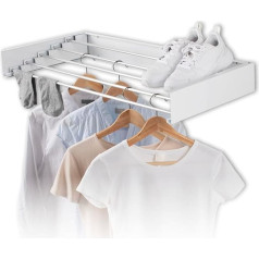 EASYmaxx Wall Dryer Space-Saving Extendable Stainless Steel Clothes Airer for Wall Mounting, 80 cm Wall Clothes Airer, Compact Tumble Dryer for Extension, Flat Wall Clothes Dryer with 4 m Drying