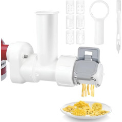 KITOART Makaronu preses piederums KitchenAid pastāvīgajam mikserim, 6 in 1 makaronu preses piederums ar 6 dažādu formu makaronu izplūdes atverēm, ideāls makaronu piederums KitchenAid mikserim