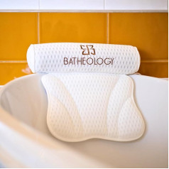 Batheology® vannas spilvens, ergonomisks vannas spilvens pelēks vannai ar [Visco Memory Foam] pildījumu, spilvens mugurkaula atslābināšanai, atbalsta funkcija galvai, mugurai, pleciem, Spa