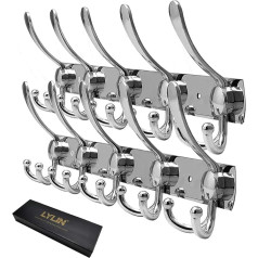 Lylin Coat Rack, Stainless Steel Coat Hooks, Towel Hooks, Bathrobe Hooks, Coat Rack, Approx. Max. Load 30 kg