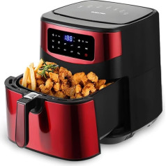 Swiss Pro+ Digital Airfryer XXL karstā gaisa fritēze, 10 litri, temperatūra: 50-200°C, fritēze bez eļļas, ar taimeri, var mazgāt trauku mazgājamā mašīnā, sarkana, 1800 W, 1800 W