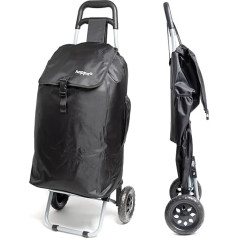 Hoppa 47L Sturdy Shopping Trolley Foldable Shopping Trolley Multifunctional Shopping Trolley Removable Bag Wheels Shopping Trolley, Black