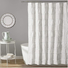 Lush Decor, White Nova Ruffle dušas aizkars, 72 x 72 collas