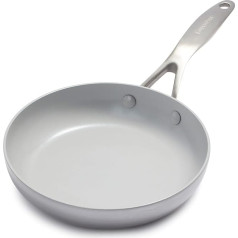 GreenPan Venice Pro Tri-Ply 20 cm panna, veselīga nesadalīta panna, izgatavota no nerūsējošā tērauda, nesatur PFAS, daudzslāņu, paredzēta indukcijai, var mazgāt trauku mazgājamā mašīnā, droša krāsnī, sudraba krāsns