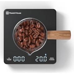 Mini-Kaffeewaage mit Timer, Maestri House Espresso Waage, 2kg/0.1g Genaue wiederaufladbare Waage für Espresso und Pour-Over Kaffee, Tragbare digitale Küchenwaage mit automatischer Zeitmessung