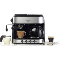 PRIXTON - Bari Espresso automāts - dubultā izeja - 3-in-1: Espresso, Americano un Cappuccino - 15 bāru spiediens un jauda 1850 W - itāļu un amerikāņu pilienu sistēma - integrēts iztvaicētājs