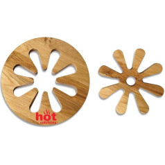 Hot Lösungen 2-in-1 Holz-Blume Untersetzer. Platzsparend rund Arbeitsplatte Displayschutz 22 cm un 17 cm. Schützen Ihre Küche Oberflächen und Esstisch beim Servieren von Heiße Töpfe und Gerichten.