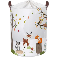 Clastyle 63L White Forest Fox Deer Детская корзина для белья для мальчиков девочек Большая корзина для хранения игрушек одежды с крышкой для детской комн