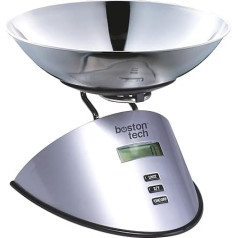 Digitālie virtuves svari Precīzijas pārtikas svari Noņemams nerūsējošā tērauda trauks LCD ekrāns Iekļautas baterijas Kapacitāte 5 kg / 11 lbs Modelis HK107 Lejupielādējamas receptes