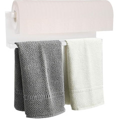 Magnetic Paper Towel Holder for Refrigerator, Kitchen Towel Holder, Magnetic Paper Towel Holder, Multifunctional, Made of Iron, Used for Kitchen, Bathroom, Toilet, No Drilling (White, Medium)