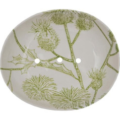 Tranquillo Floral Oval Soap Dish Akmensmasas trauks ar ziedu apdruku un caurumiem ūdens novadīšanai 13 x 11 x 4 cm