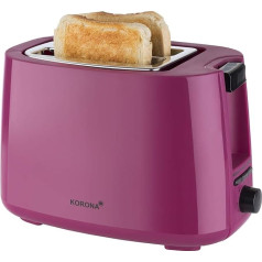 Korona 21134 Toaster, 2 Slice Toaster with Bun Attachment, Defrosting and Heating Function, 7 Browning Levels, 750 Watt, Berry