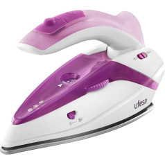 Ufesa Travel Steam Iron PV0500, дорожный утюг со складной ручкой, мощность 1100 Вт, антипригарная гладильная подошва, двойное напряжение 110-230 В, подошва из 