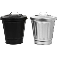 Jojofuny Mini Desk Trash Can Mini Trash Can ar metāla vāku Atkritumu tvertne mājas birojam zīmuļi organizators konteiners konteiners