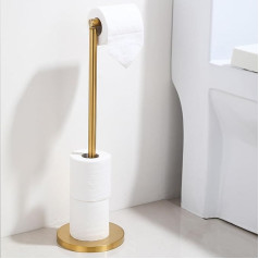 304 nerūsējošā tērauda tualetes papīra turētājs ar lieljaudas pamatni, brīvi stāvošs tualetes papīra turētājs, tualetes ruļļu turētājs tualetes papīra statīvs (zelta)