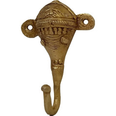 Purpledip Brass Wall Hook Hanger 'Ganesha': Vintage Design Wall Decor (11841)