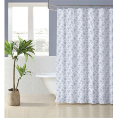 Laura Ashley dušas aizkars mājai, stilīgs kokvilnas vannas istabas dekors, elegants ziedu rotājums (Walled Garden Blue, 72 x 72 collas)