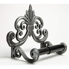 Comfify Fleur De Lis tualetes paplāksne no Gusseisen - Gusseisen Wand-Toilettenpapierhalter - Europäisches Vintage Design - 17,14cm x 15,87cm x 10,79cm - mit Schrauben und Dübeln - Silber