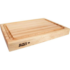 Boos Block BBQ Schneidebrett Mit Saftrille - 51 x 38 x 6 CM - Schneidebrett Holz Mit Griff - Nordamerikanisches Ahorn Schneidebrett Holz Gross - Hackbrett - Schneidebrett Fleisch - Fleischbrett