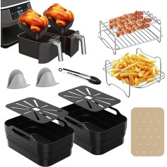 Ninja Heißluftfritteuse Zubehör AF500EU, 10 PC Dual Airfryer Accessories für Ninja Foodi FlexDrawer 10.4L mit Liner & Racks