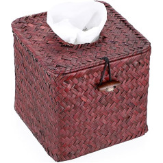 SUMTree Rattan Tissue Box Square Paper Box organizators birojam Vannas istaba Dzīvojamā istaba Guļamistaba Dārzs (sarkans)