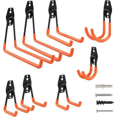 Uzglabāšanas garāžas āķi, 8 Pack Multipurpose Double Hooks Heavy Duty Wall Mount Garden Tool Holder Hanger Hanger Organizer for Home Organizing Power Tools Bulk Items