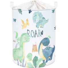 Clastyle 63L Cute Dinosaur Green Kids veļas veļas grozs zēniem, meitenēm, zēniem, lieliem apģērbiem, rotaļlietām, ar vāku bērnu istabai, 40 x 50 cm