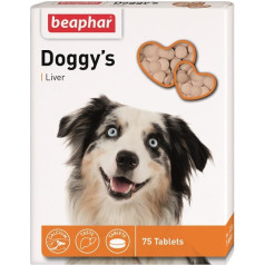 Beaphar Vitamīnizēta papildbarība : Beaphar DOGGY'S Lever, 75tab. : ar aknu garšu suņiem.