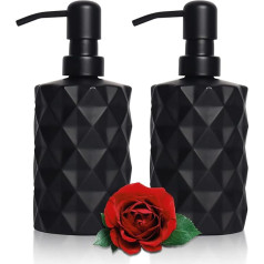 Yiter ziepju dozators 330ml Black Hand Soap Dispenser atkārtoti lietojams losjons dezinfekcijas līdzeklis Essential Oil Nerūsējošā tērauda sūkņa stikla roku mazgāšanas dozators vannas istabai, virtuvei un viesnīcai (2 Pack)