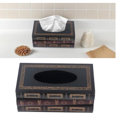 Fyearfly Large Mouth Tissue Box Holder Painted Book Appearance Napkin Dispenser for Home Bedroom Office Desk