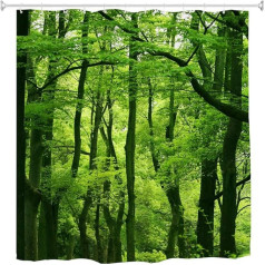 goodbath Green Forest Shower Curtain Waterproof Fabric Long Shower Curtains 180 x 200 cm Length, Green Brown