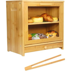 WEBIN Bamboo Bread Bin Food Safe Bread Storage Easy Care