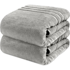 Towelogy® vannas dvieļu komplekts vannas istabai (70 x 120 cm, 2 iepakojumi), 100% ēģiptiešu kokvilna, bez vijuma, izturīgi un izturīgi pret izbalēšanu, Oeko-Tex sertificēti un videi draudzīgi (sudraba, 2)