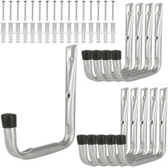 ZOFUN 10 Pcs Garage Storage Hooks Heavy Duty 19x16cm J Hooks Hanging Wall Mounted Storage Hooks with Screws and Expansion Tubes, Metal Hooks for Garden Tools