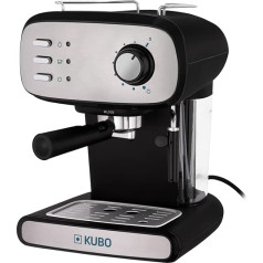 Kubo Espresso kafijas automāts, 15 bāru spiediens, ūdens tvertne 1,2 l, 850 W, kapučīno vai piena dzērienu smidzinātājs Viegla tīrīšana