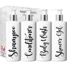 Print Maniacs White Woman Hinch Inspired Pump Bottles 500ml Bathroom Lotion Kitchen Set Shampoo Conditioner (Shower Gel Set) (Black)