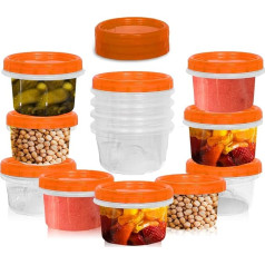 12 Pack Orange Airtight Deli Containers with Lids, Twist Lid, Clear Food Storage for Meals, Snacks and Leftovers, Freezer and Microwave Safe, Stackable and Portable