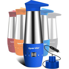 Spardar Car Kettle 12 V, Car Kettle with Temperature Control, Car Kettle with Digital Screen, 348 ml Kettle, Car Cigarette Lighter for Car, Camping, Hot Water (Blue)