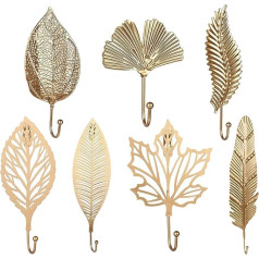 CENPEK Creative Leaf Shaped Hook 7 Pieces Wall Art Leaf Shaped Retro Cast Iron Hanger Hanging Key Hat Jewelry Indoor Outdoor Decoration