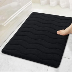 CAROMIO Memory Foam vannas paklājs neslīdošs I Vannas paklājs mazgājams un mīksts I Vannas istabas paklājs vannas paklājiņš Curve Black 50 x 80 cm