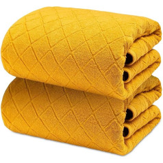 Towelogy Īpaši lieli roku dvieļi 2 Pack 70 x 120 cm 100% ķemmēta kokvilna, ātri žūstoši, noturīgi pret izbalēšanu, okera krāsā