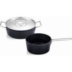 Fissler Adamant alumīnija pannu komplekts, 2 gabali, pannas ar metāla pārklājumu, nesadalās (1 panna sautēšanai, 1 panna sautēšanai) - indukcija, lielas