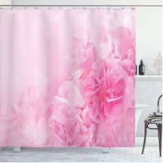 ABAKUHAUS Bāli rozā dušas aizkars Pavasara flora nobružāts auduma auduma vannas istabas apdares komplekts ar āķiem 175x180cm Baby Pink