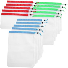 15pcs 3 Assorted Interlocking Storage Bags, Reusable Toy Drawstring Interlocking Bags for Fruit Vegetables