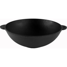 4BIG.fun Wok 4,7 L čuguna čuguna panna Asia Wok Diametrs 30 cm Čuguna panna Wok, izgatavota no čuguna, holandiešu katls, indukcijas panna Wok Kazan Grill Pow-Wok Piemērota indukcijas plītīm